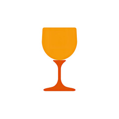 Stylized, simple illustration of a wine glass in a warm, orange color scheme on black background