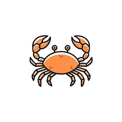 A cartoon crab with orange shell and claws on a black background