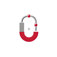 A shiny red and silver carabiner clip on a stark black background, minimalistic