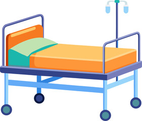Bed in a hospital , white background
