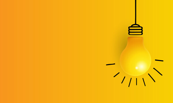 glowing light bulb on yellow gradient background for creativity and idea concept with copy space