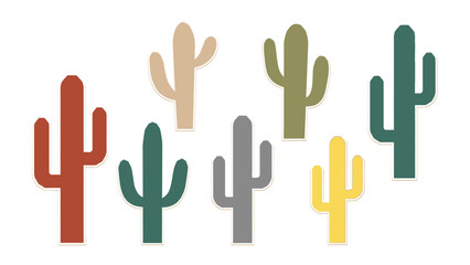 Obraz premium Colorful Cactus Collection Isolated on White Background