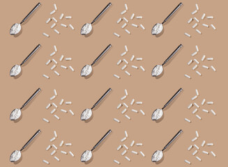 Naklejka premium Collagen powder and pills. Isolated on color