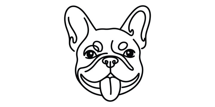 Minimalist french bulldog head line art