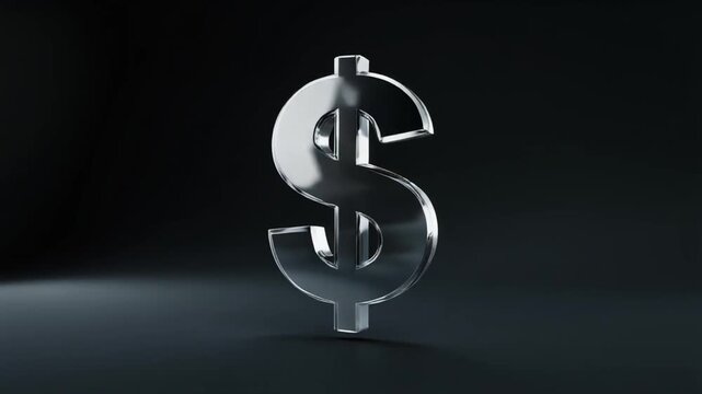 Metallic dollar symbol glass hybrid style with chrome effect ultra detailed premium aesthetic 3d finance wealth concept