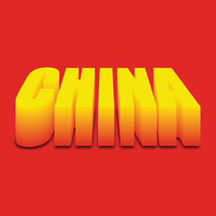 CHINA 3D Lettering on Red
