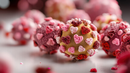 Virus particles with hearts love symbols - love is a disease concept