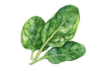 Watercolor Spinach Leaf Slice Vector Isolated on Transparent Background Culinary Illustration