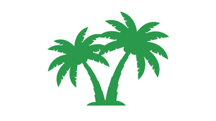 Obraz premium Green Palm Trees Silhouette Icon on White Background
