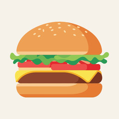Juicy Burger Illustration - Fast Food Icon