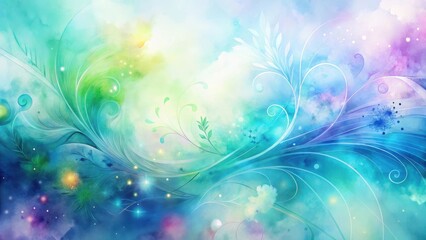 Enchanted Watercolor Fantasy  Whimsical Floral Design with Glowing Lights and Pastel Hues
