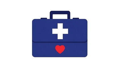 Obraz premium Blue First Aid Kit with White Cross and Red Heart Symbol.