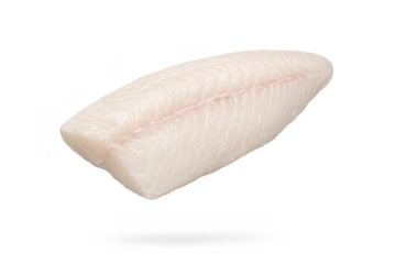 Fresh cod fillet on a transparent background, premium quality seafood.
