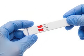 Obraz premium Hands holding a test showing two positive results for a health condition