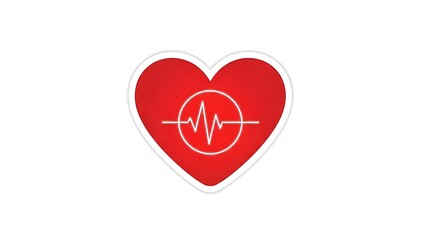 Red heart symbol with electrocardiogram line inside a circle.