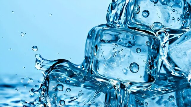 BlueIceCubeswithBubblesonSoftGradient
