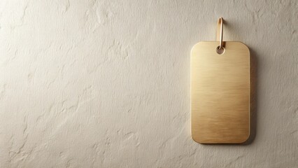 Elegant Gold Metal Tag on Textured Background, Ideal for Branding and Design Projects