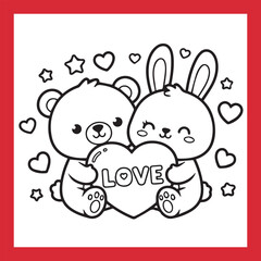 Fototapeta premium Bold-Easy Valentine's Day Coloring Pages