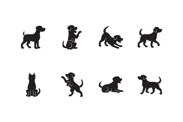 Playful dogs silhouette. Tile ready small dog silhouettes in playful poses. Perfect for patterns, stickers, and pet product design.