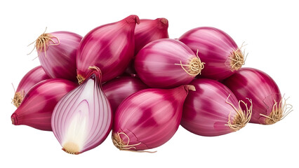 A bunch of red shallots isolated on transparent background