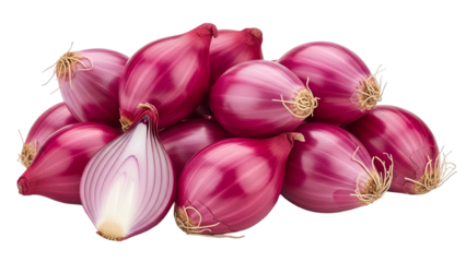 A bunch of red shallots isolated on transparent background