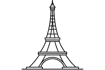 Vintage Style Engraving of Eiffel Tower Black and White Architectural Illustration of Paris Monument