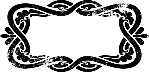 Obraz premium Vintage ornate black frame border with decorative floral swirls and distressed texture