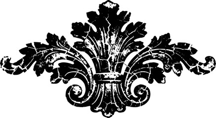 Obraz premium Vintage ornate floral decorative design element with distressed texture and scroll details