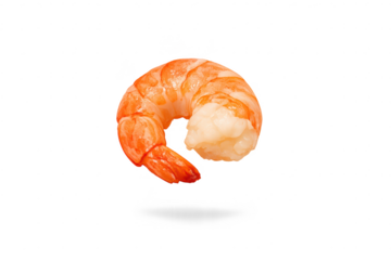 Cooked Shrimp on transparent background, juicy seafood ingredient food.