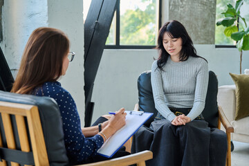 Psychology session for young female patient, professional help and support