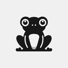 Obraz premium A black and white cartoon frog with big eyes and open mouth