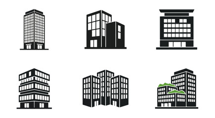 Fototapeta premium Modern building silhouettes set for business and urban themes