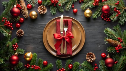 christmas decoration on wooden table