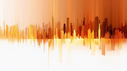 Abstract orange city skyline background with dynamic rising buildings and blurred urban landscape for business technology motion graphics