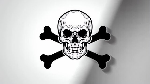Vector illustrations of skulls and crossbones on gray gradient background