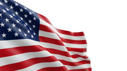 American flag waving isolated on transparent background symbol of freedom and patriotism