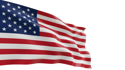 American flag waving isolated on transparent background