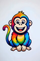 Colorful cartoon monkey illustration