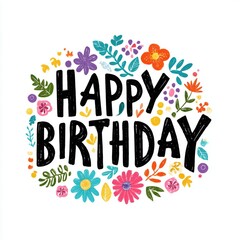 Obraz premium Joyful Floral Happy Birthday Design for Celebrations