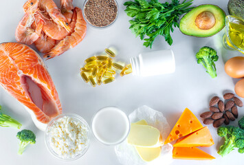 Products contain Omega 3. Selective focus.