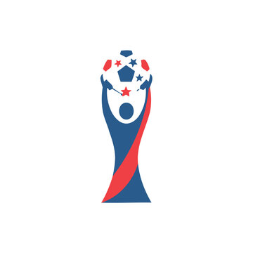 Modern football trophy illustration inspired by World Cup 2026, stylized minimalist vector design