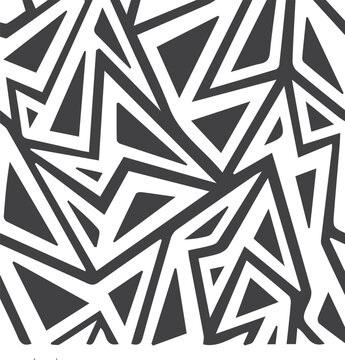 Abstract geometric pattern with interlocking triangles and sharp angles in monochrome