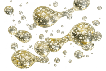 Abstract molecules or cells on transparent background, isolated view.
