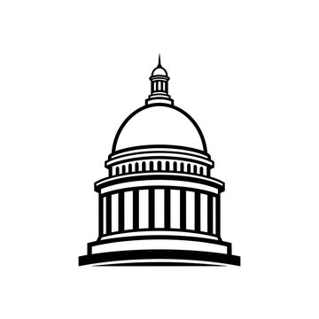 Capitol Building Dome Outline Illustration.
