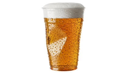A refreshing glass of beer with a frothy head, perfect for quenching thirst transparent background