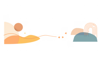 Abstract geometric forms creating a modern boho landscape