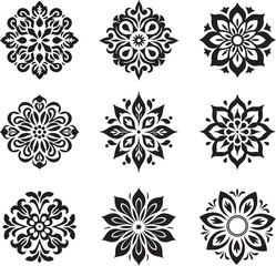 Obraz premium Mandala flower decorations vector illustration set