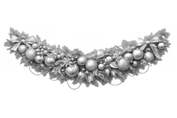 Silver christmas garland creating festive holiday decor