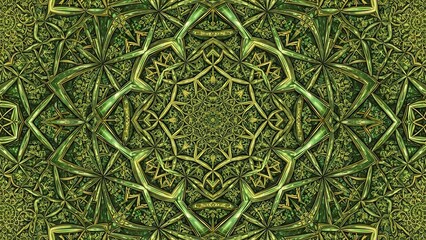 St Patrick's Day, Symmetrical Green and Gold Abstract Geometric Design