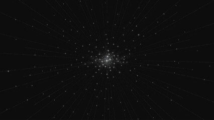 Silver Glitter Star Burst on Black Background. Vector background.